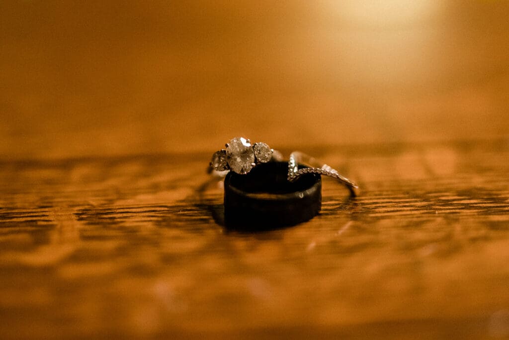 Beautiful wedding ring close up view inside Swiftwater Cellars