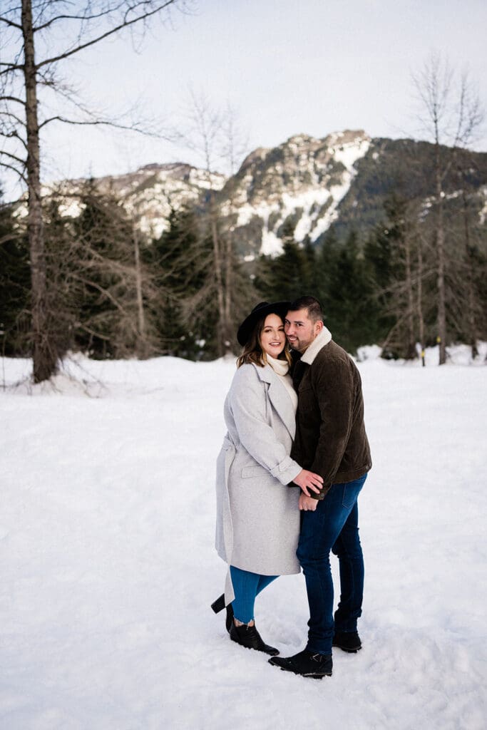 Gold Creek Pond Winter Engagement Photos // Sarah + Brandon -