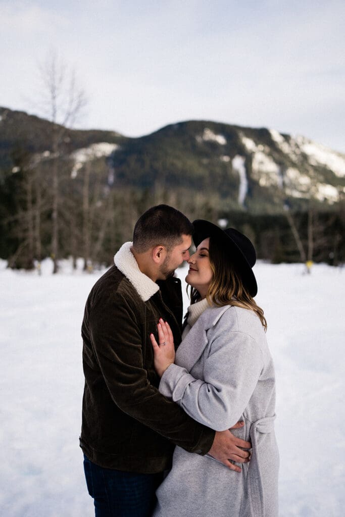 Gold Creek Pond Winter Engagement Photos // Sarah + Brandon -