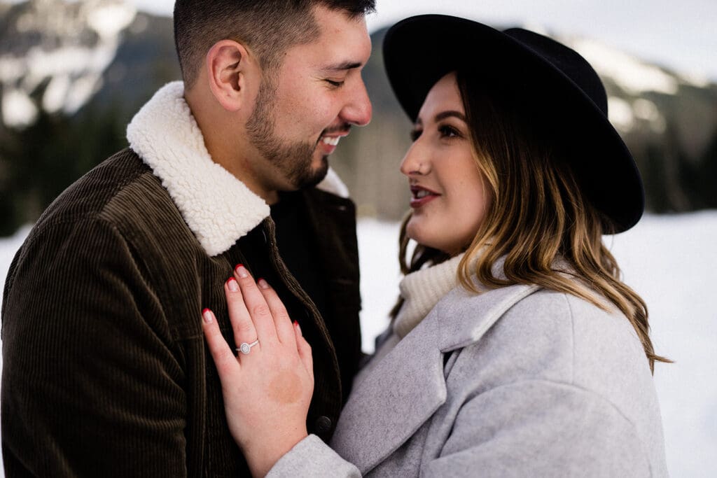 Gold Creek Pond Winter Engagement Photos // Sarah + Brandon -