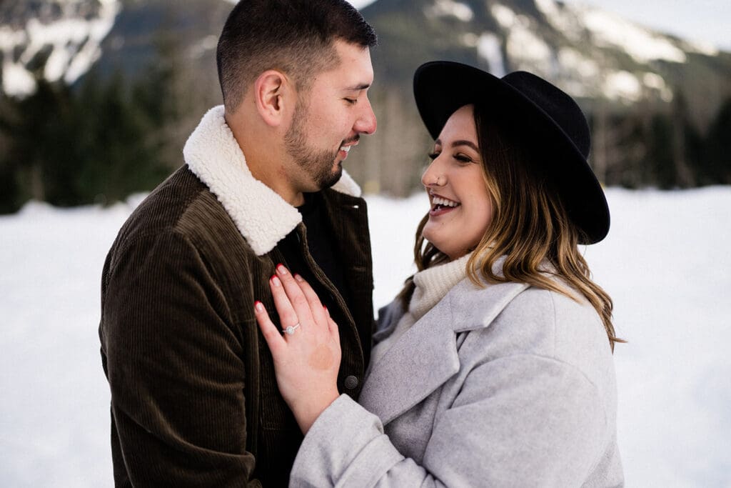 Gold Creek Pond Winter Engagement Photos // Sarah + Brandon -