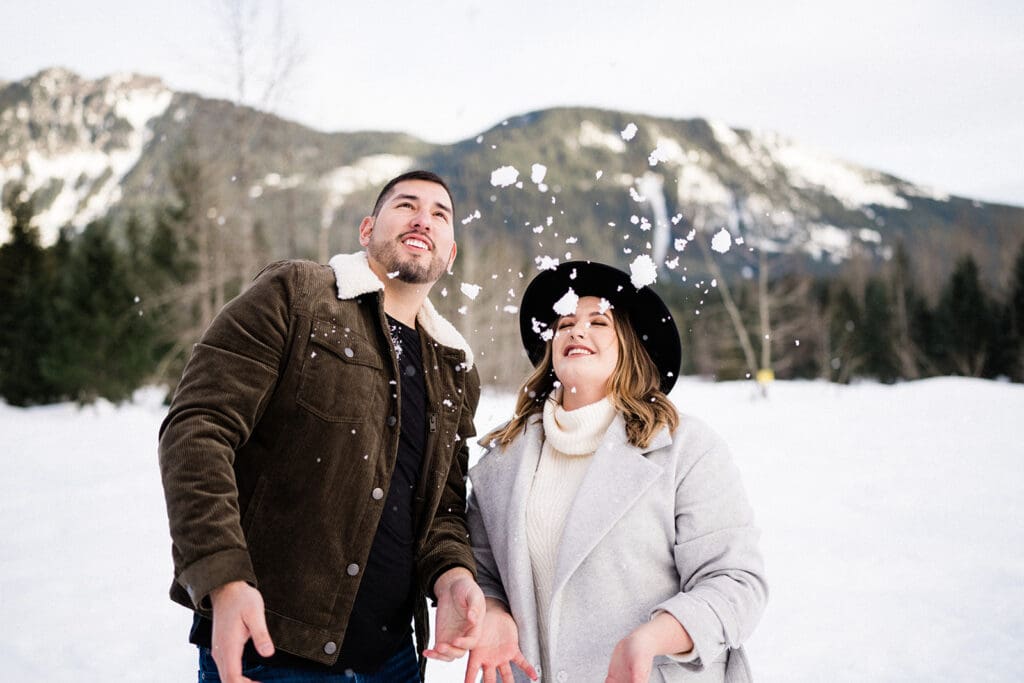 Gold Creek Pond Winter Engagement Photos // Sarah + Brandon -