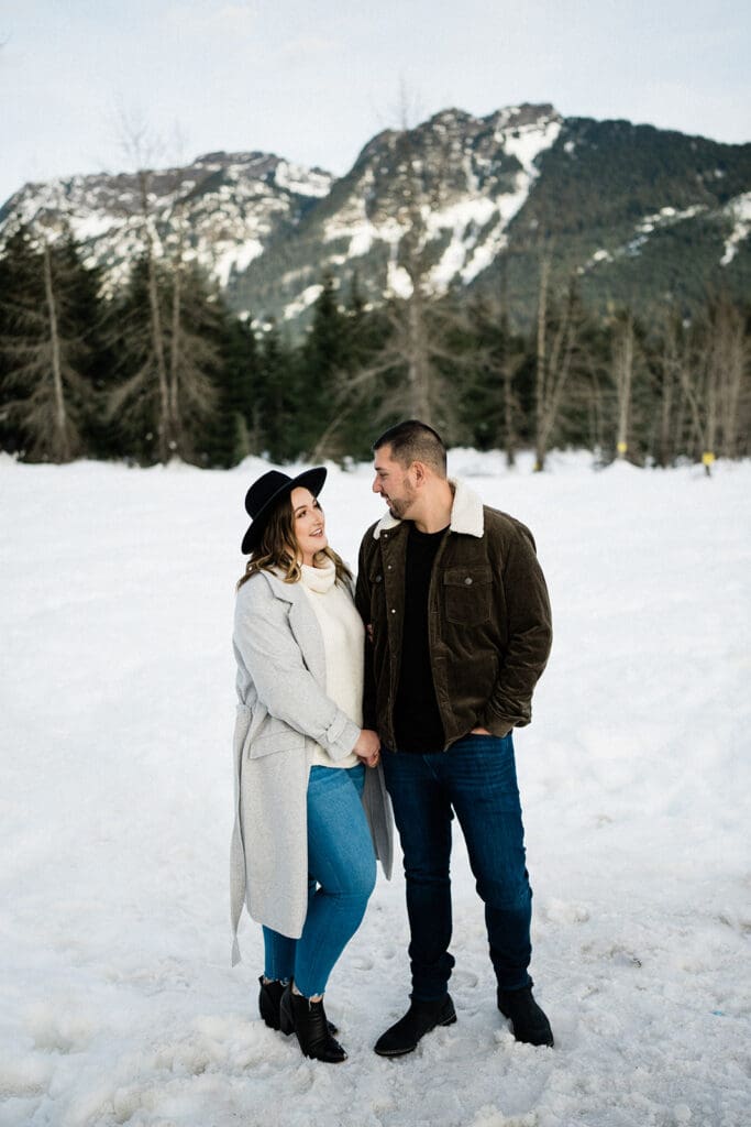 Gold Creek Pond Winter Engagement Photos // Sarah + Brandon -