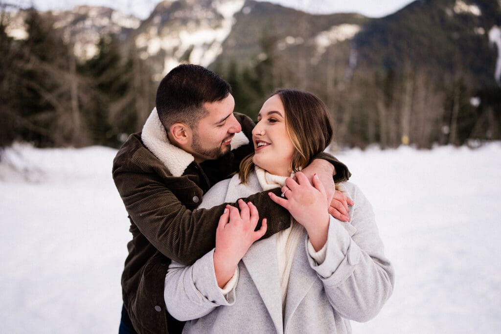 Gold Creek Pond Winter Engagement Photos // Sarah + Brandon -
