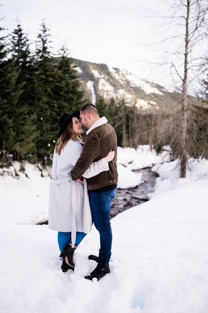 Gold Creek Pond Winter Engagement Photos // Sarah + Brandon -