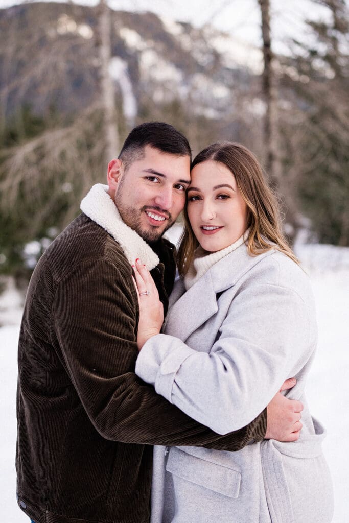 Gold Creek Pond Winter Engagement Photos // Sarah + Brandon -