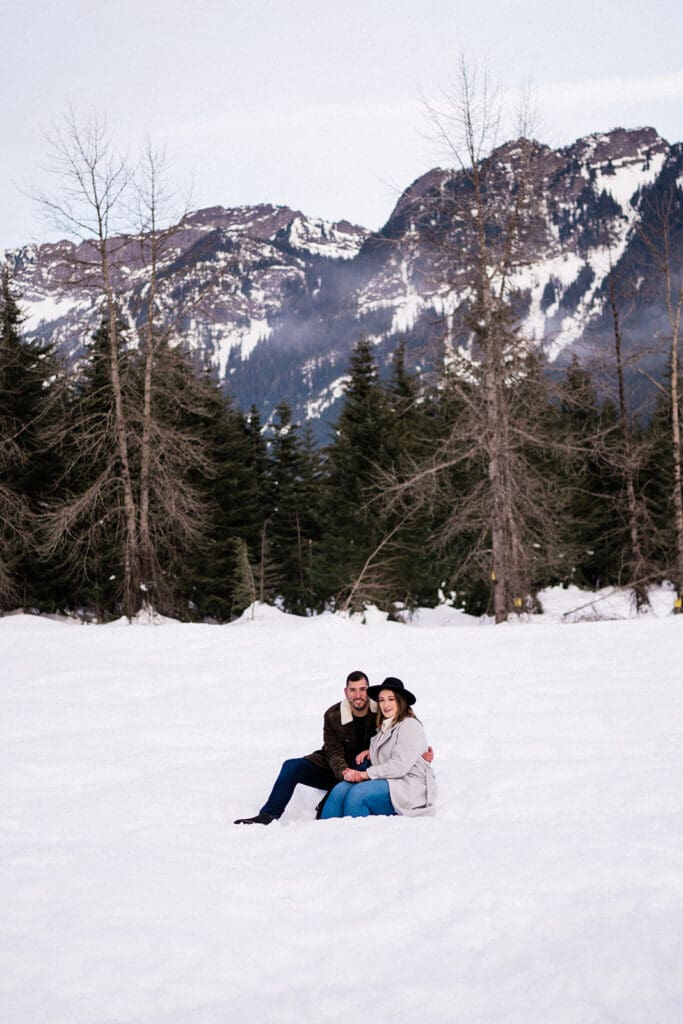 Gold Creek Pond Winter Engagement Photos // Sarah + Brandon -