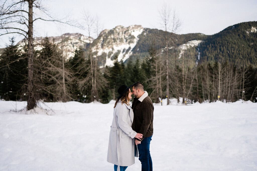 Gold Creek Pond Winter Engagement Photos // Sarah + Brandon -