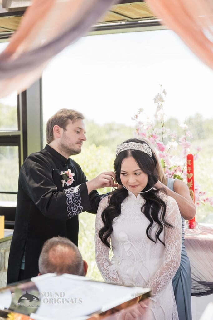 Pretty bride gets ready for a Private Home Wedding