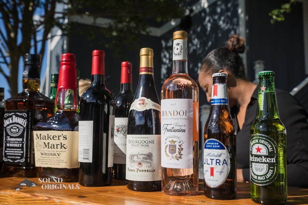 Classy bottles of wine made present in the Private Home Wedding