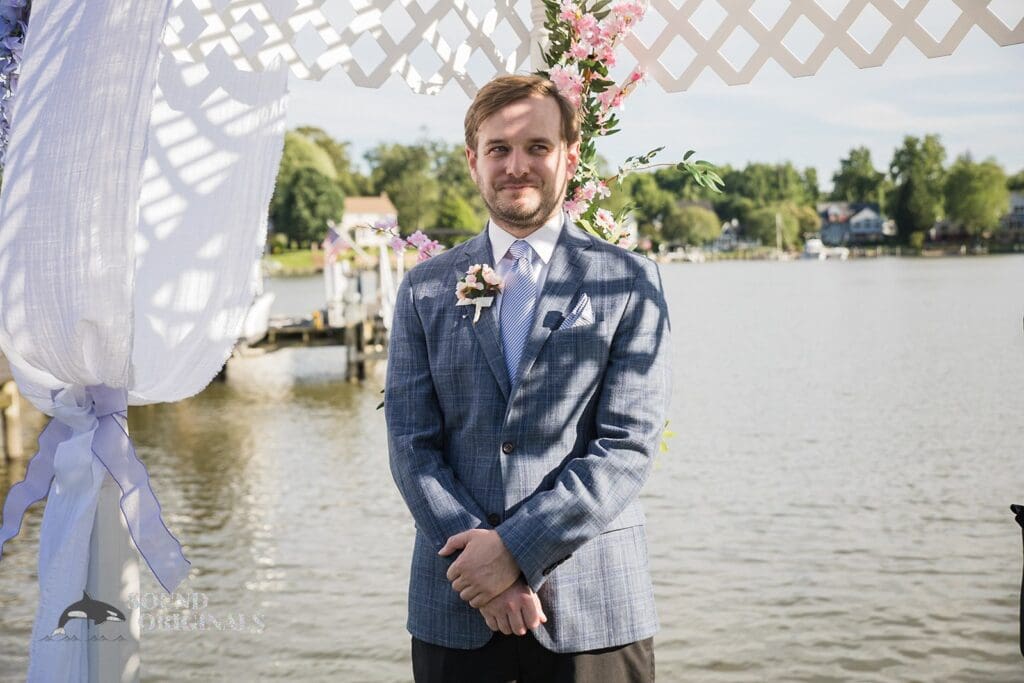 Handsome groom is ready for a Private Home Wedding
