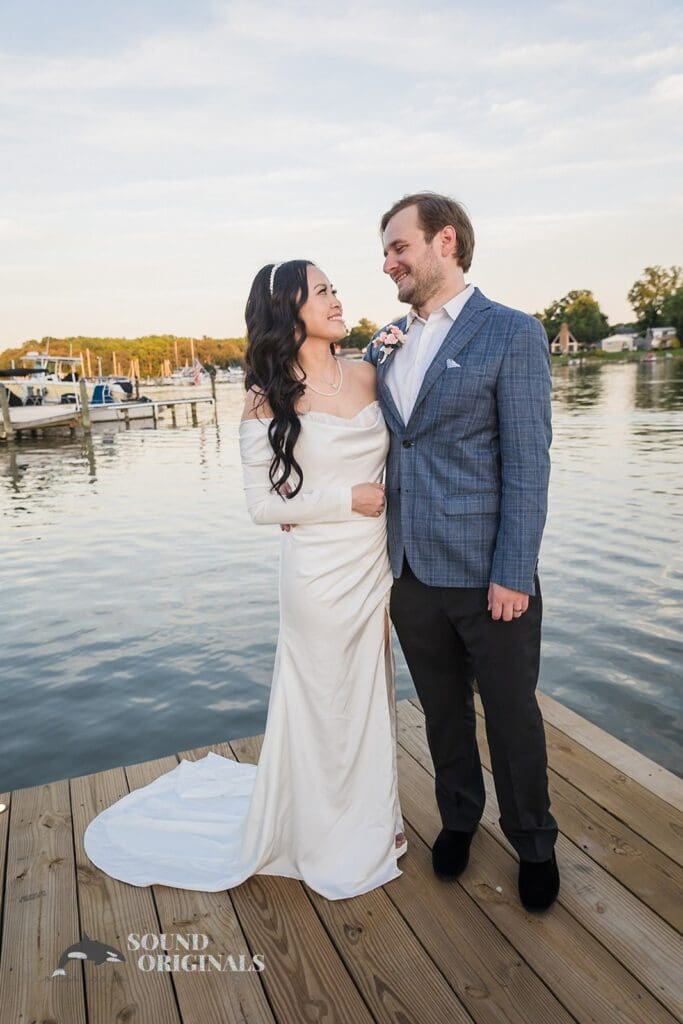 Pretty bride and groom in awe after a successful Private Home Wedding