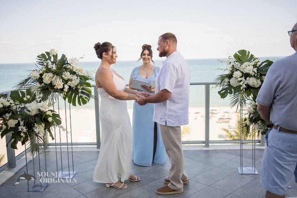 Bride and Groom at Cadillac Hotel and Beach