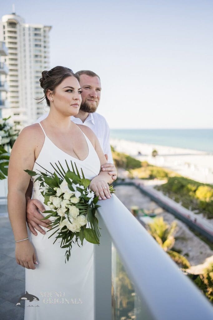Bride and Groom at Cadillac Hotel and Beach