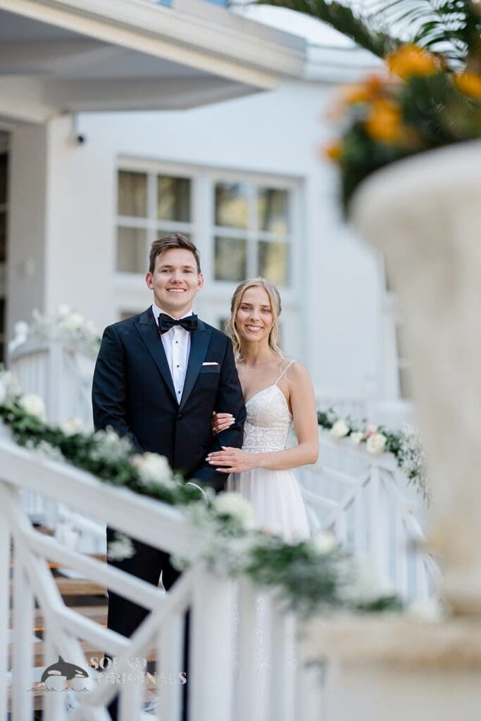 Portrait of bride and groom at The Palms Hotel & Spa Wedding