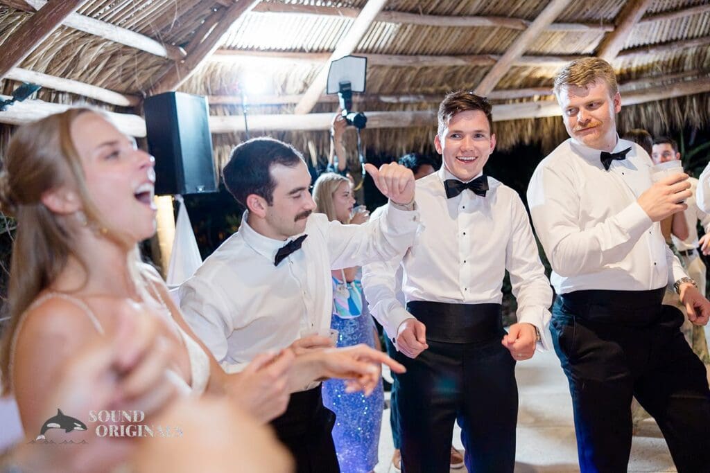 Guests and bride and groom enjoying the dance floor at The Palms Hotel & Spa Wedding