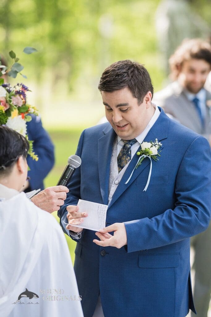 The groom reads his vows at the Monte Bello Estate Wedding