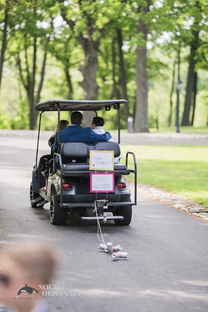 Couple leaving the Monte Bello Estate Wedding ceremony