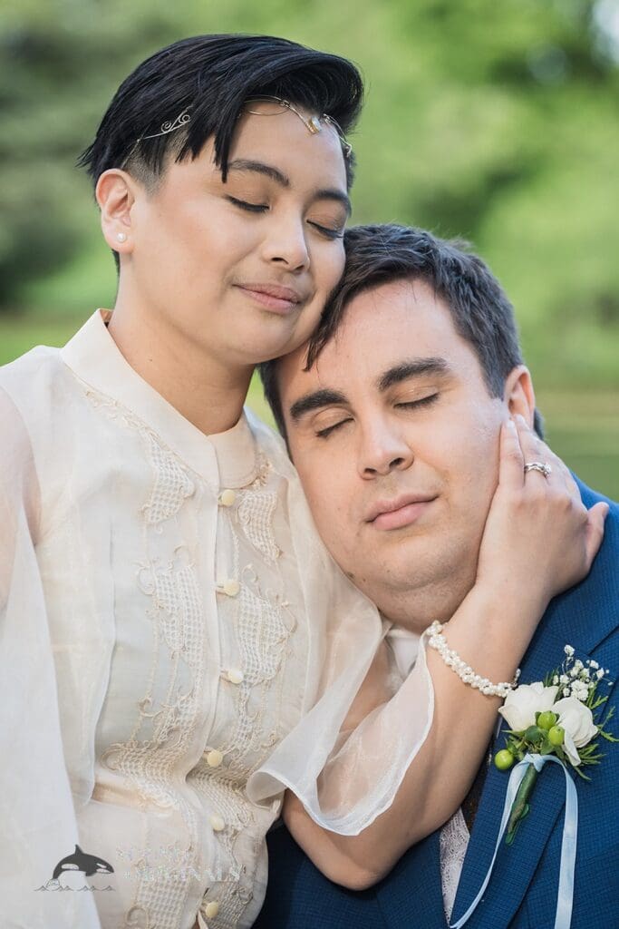 Wedding photographer captures portrait of bride and groom at Monte Bello Estate Wedding