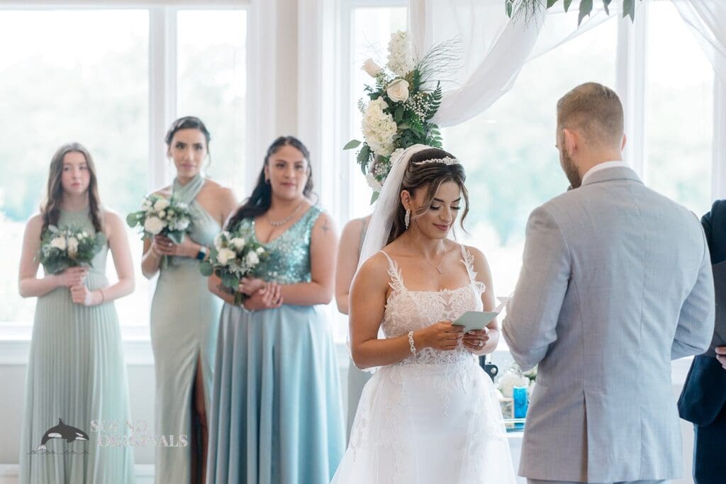 Royal Melbourne Country Club Wedding The bride reading her vows at the Royal Melbourne Country Club Wedding
