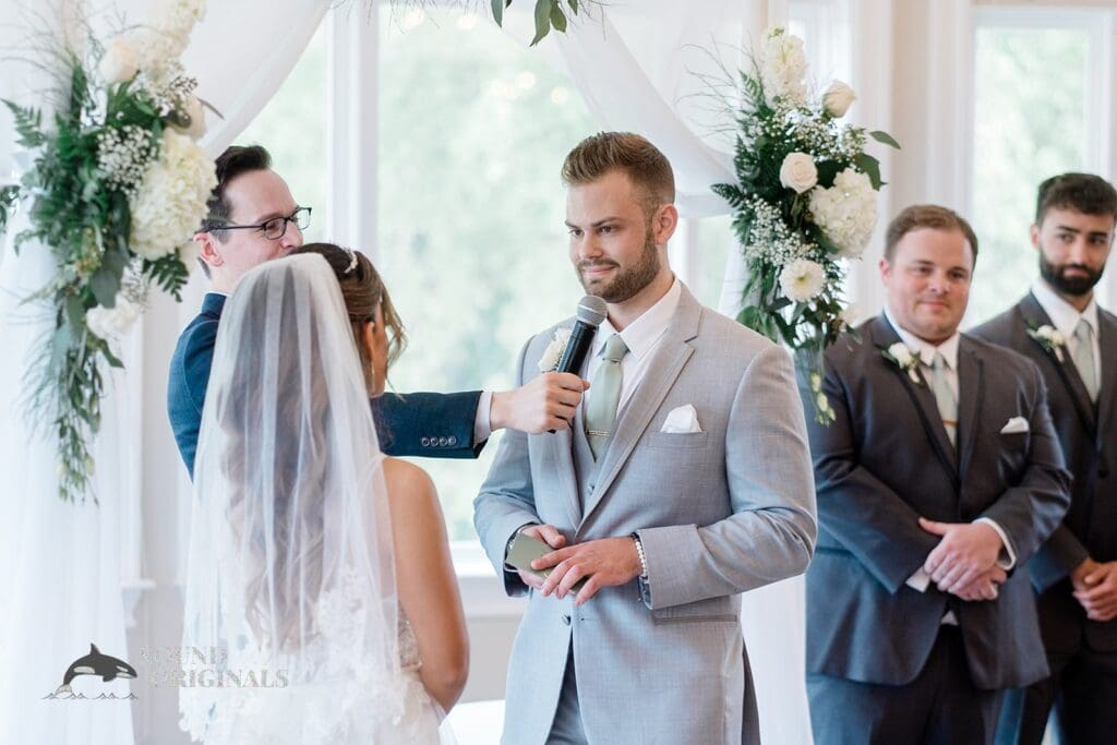 Royal Melbourne Country Club Wedding The groom reading his vows at Royal Melbourne Country Club Wedding