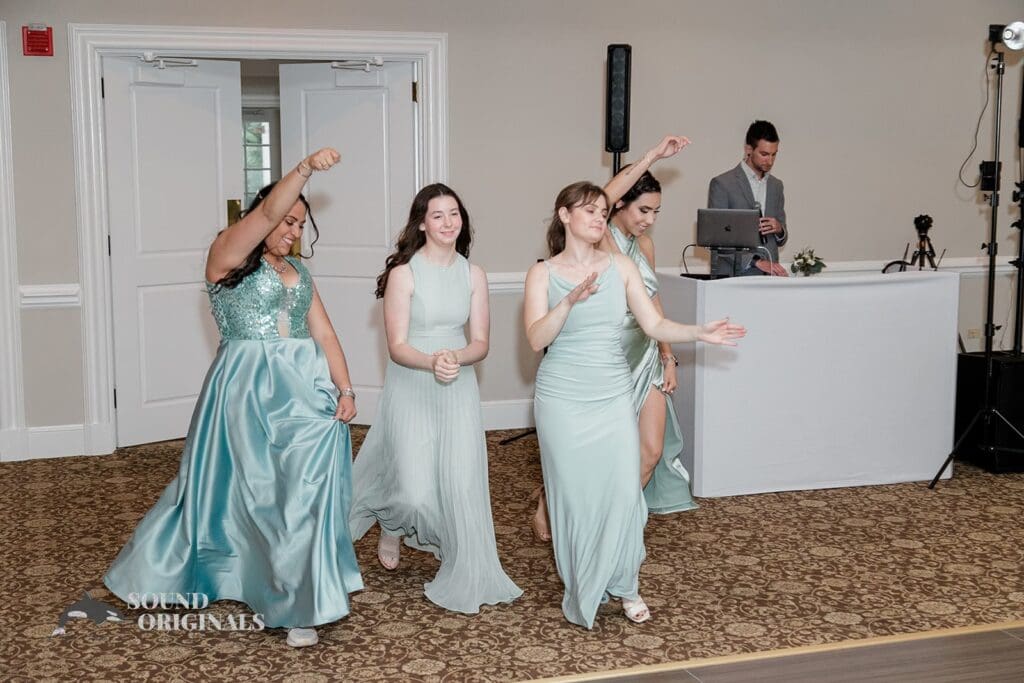Royal Melbourne Country Club Wedding The entrance of the bridesmaids at the Royal Melbourne Country Club Wedding reception