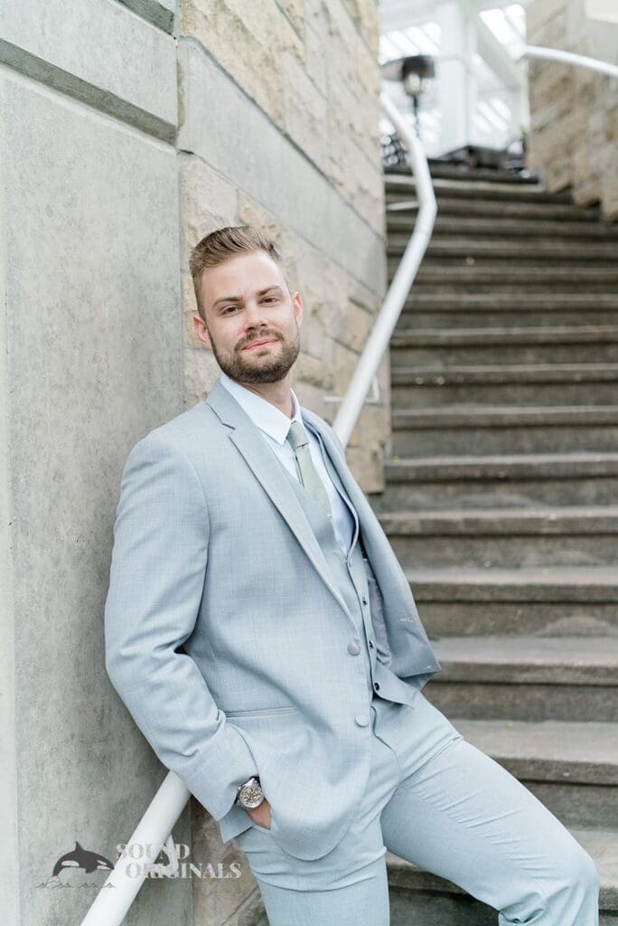 Royal Melbourne Country Club Wedding Portrait of the groom outside the Royal Melbourne Country Club Wedding