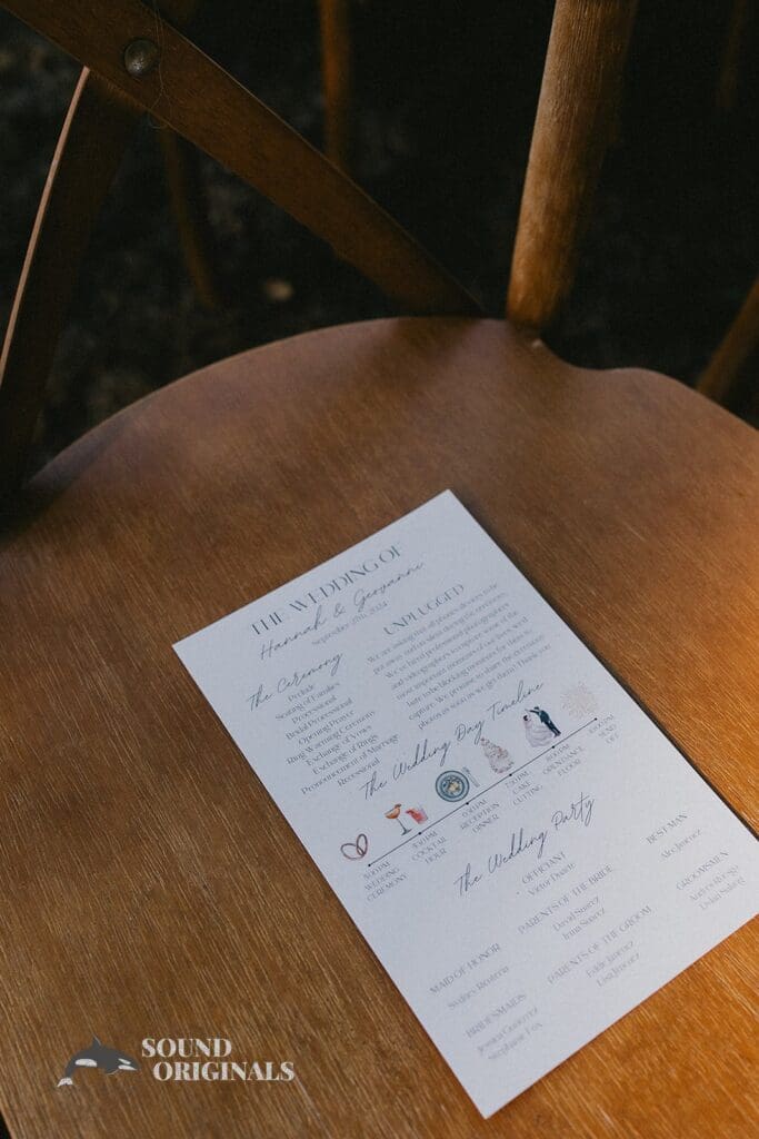 Photographer captures wedding menu card at The Havens Country Club Wedding