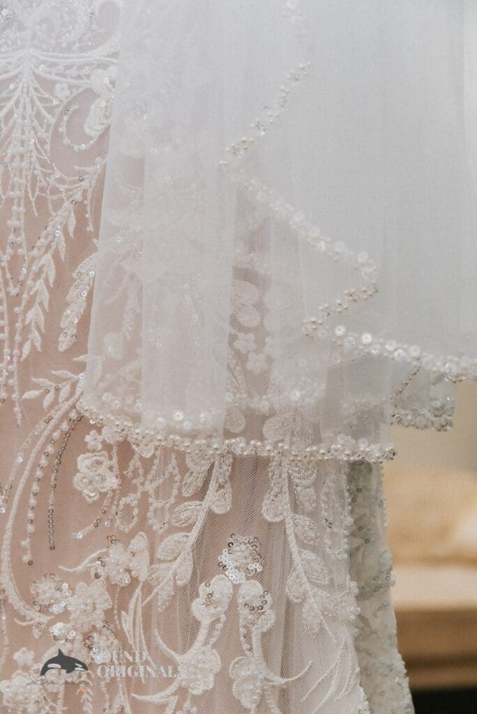 Beautiful details of wedding dress at Stoney Ridge Villa Wedding