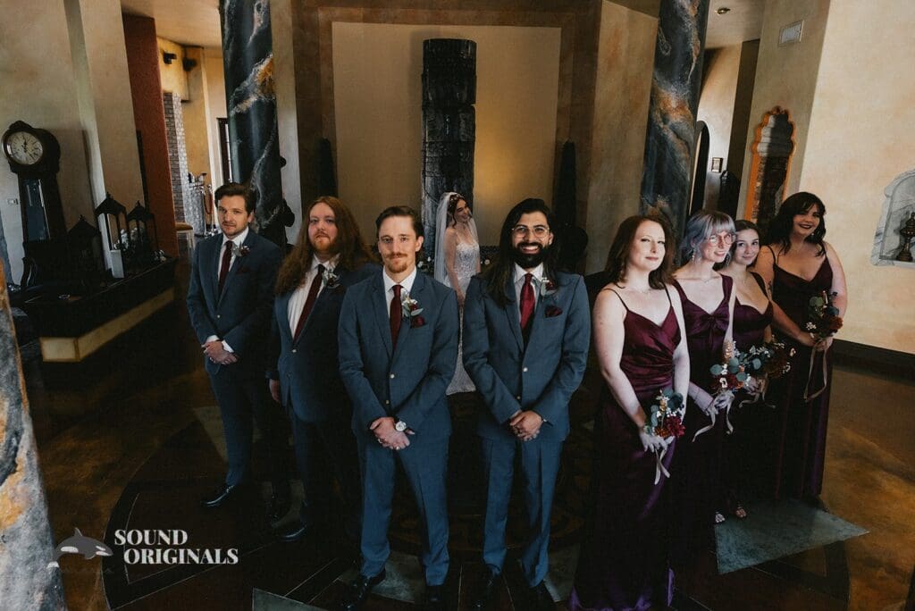The bridal party and the bride at Stoney Ridge Villa Wedding