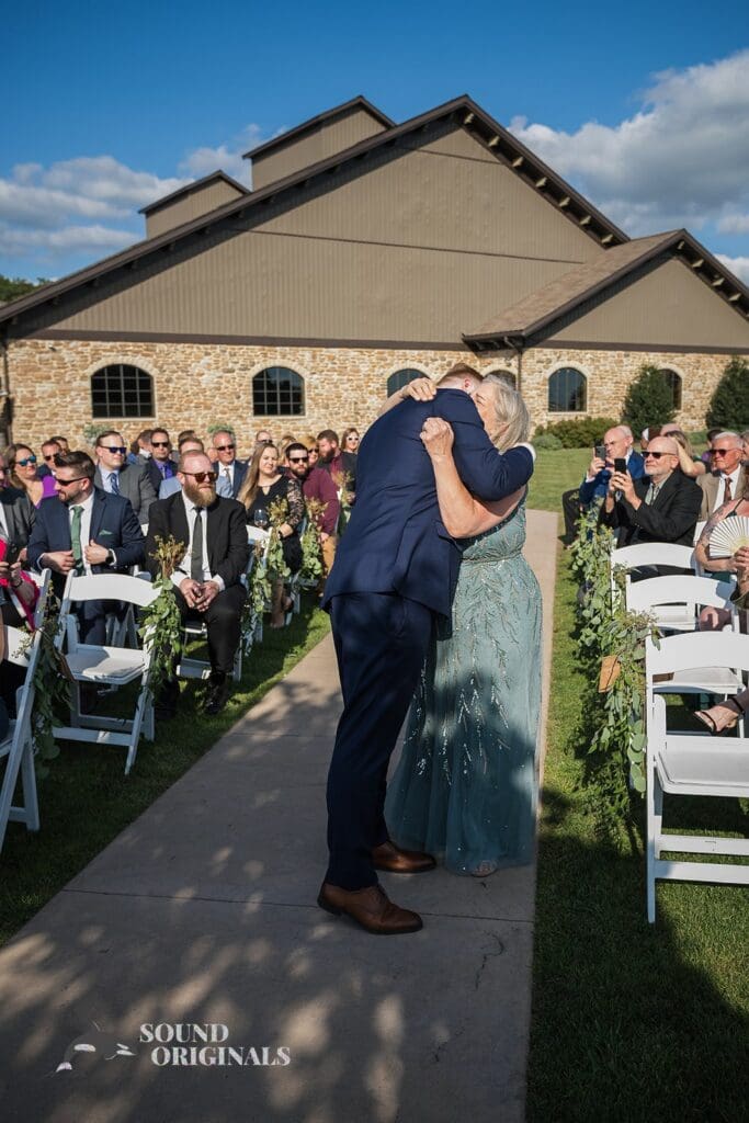 Mother with happy tears for his son on his wedding day at Folino Estate Winery