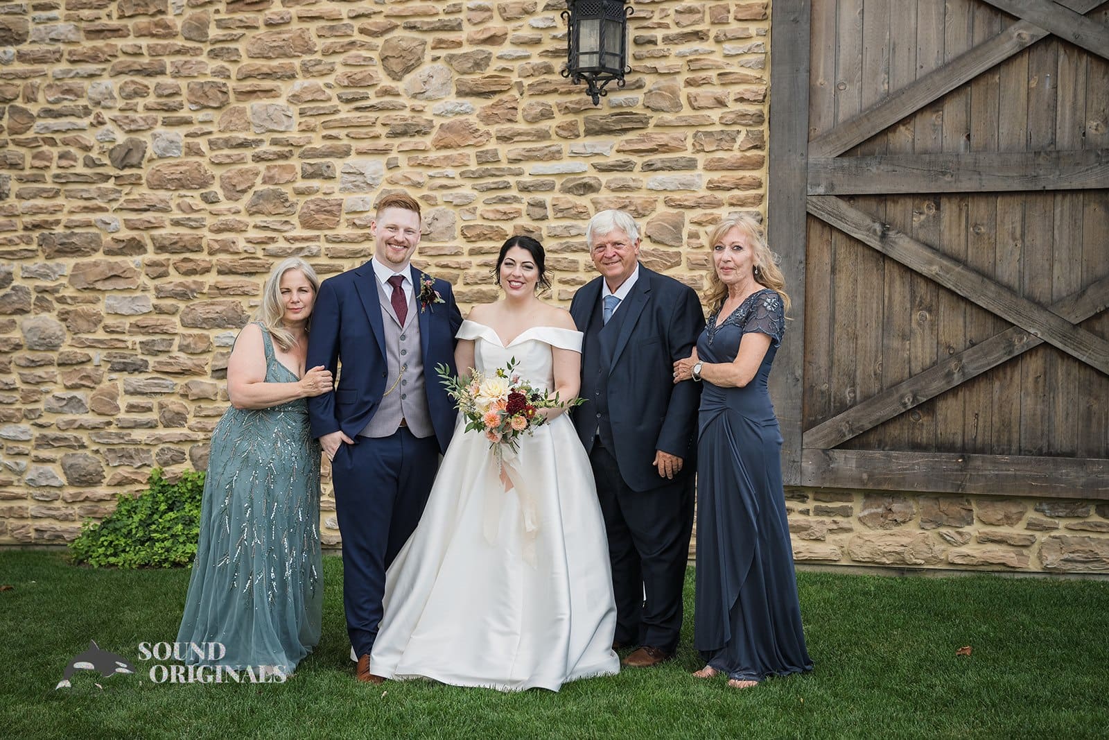 newlyweds with their immediate family at Folino Estate Winery