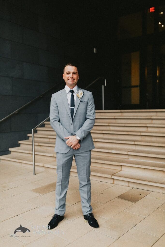 Nicole + Ryan Handsome bride poses for a nice shot in front of Plant Park, Jackson's, Yeomans