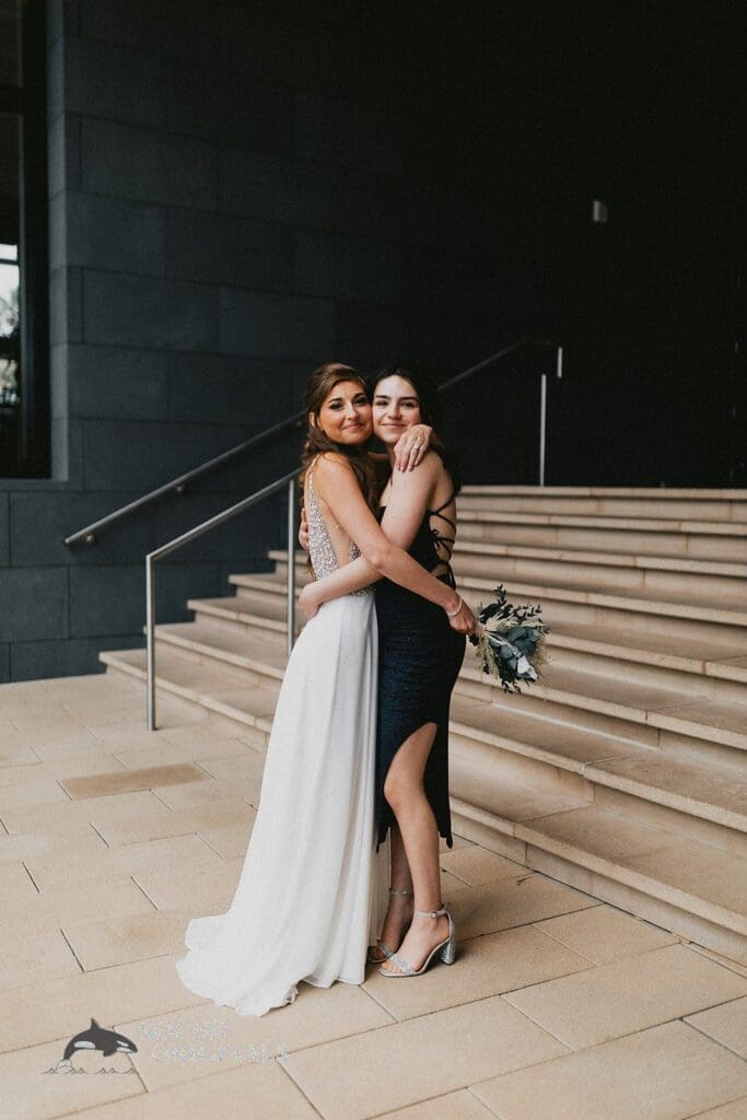 Nicole + Ryan Plant Park, Jackson's, Yeomans Wedding bride takes a nice shot with best friend