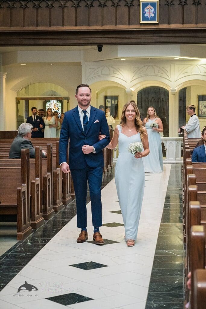 Groomsmen and bridesmaids at the Cathedral Basilica of the Immaculate Conception Wedding