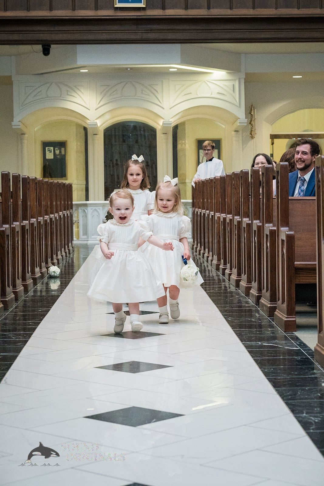 Flower girls at the Cathedral Basilica of the Immaculate Conception Wedding