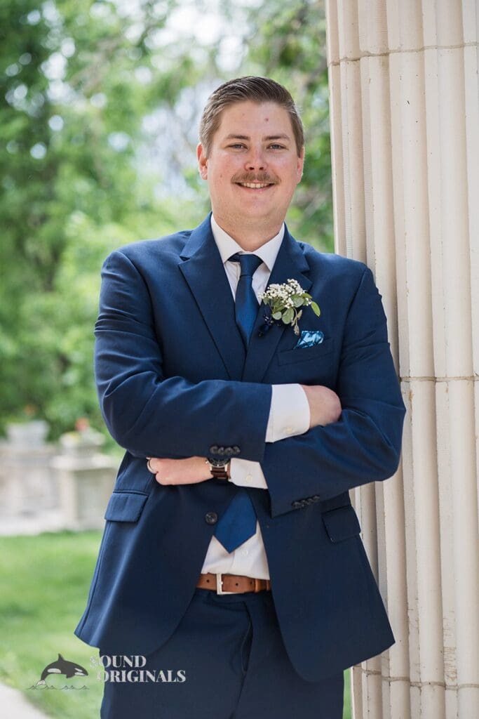 Groom portrait at the Cathedral Basilica of the Immaculate Conception Wedding