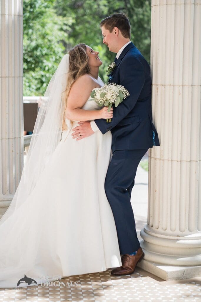 Romantic couple photos after Cathedral Basilica of the Immaculate Conception Wedding