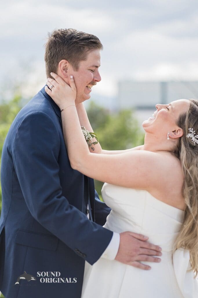 Photographer captures happy couple at Cathedral Basilica of the Immaculate Conception Wedding