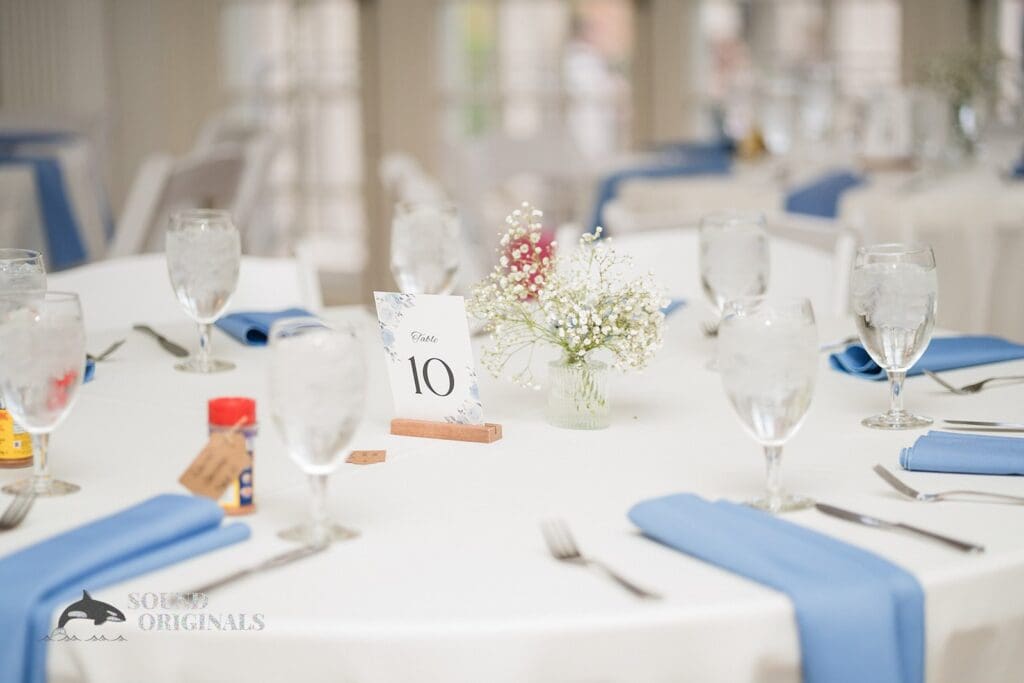 Table settings for Cathedral Basilica of the Immaculate Conception Wedding