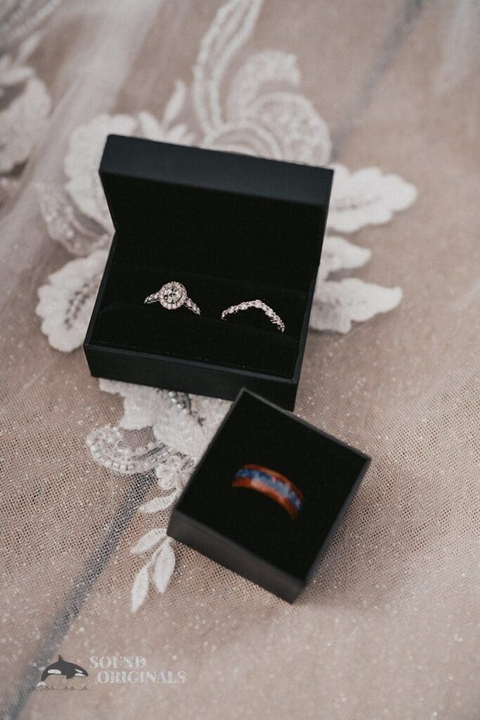 Kiara + Paul Diamond rings at The Carey Gardens Wedding