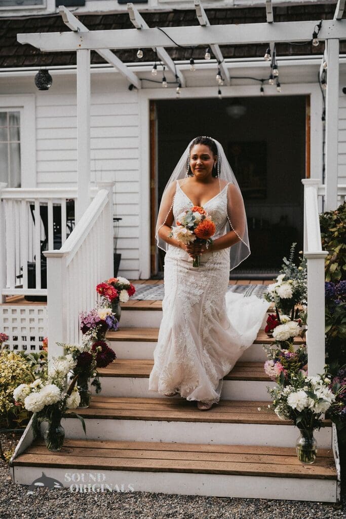 Kiara + Paul Bride walks down to The Carey Gardens Wedding altar