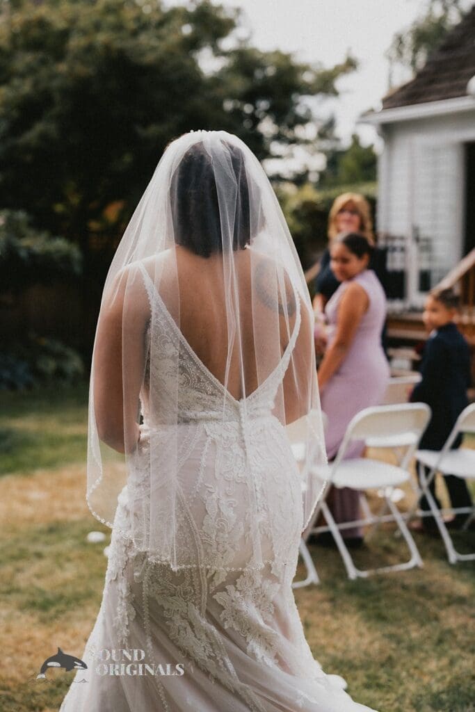 Kiara + Paul Pretty bride about to work down the aisle at The Carey Gardens