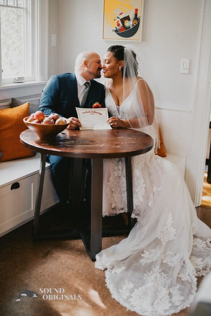 Kiara + Paul Husband and wife show off their marriage certificate in joy at The Carey Gardens