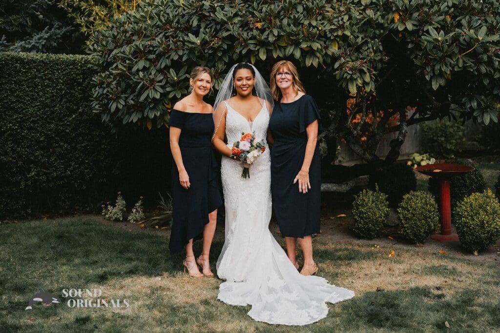 Kiara + Paul Bride with Mum and sister at The Carey Gardens Wedding