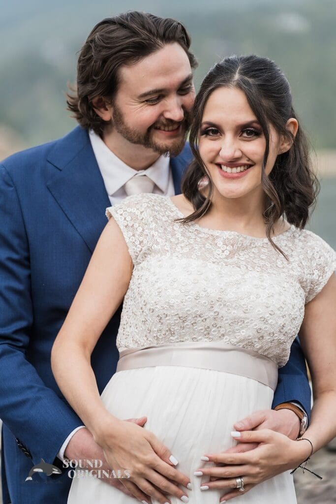 Photographer captures pretty Evergreen Lake House Wedding bride and groom
