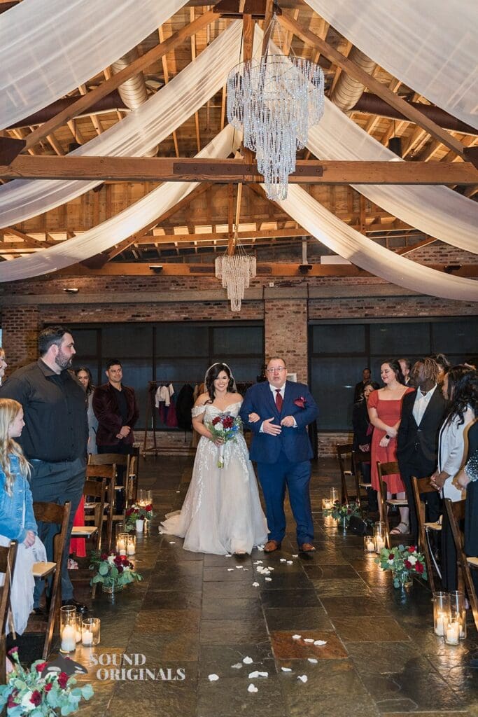 Bride's father ushering in the bride at Historic 1625 Tacoma Place Wedding