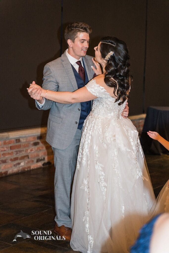 Bride and groom having a good time in the Historic 1625 Tacoma Place Wedding