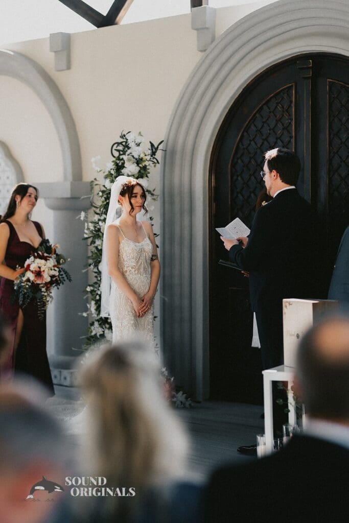 The groom reads his vows at the Stoney Ridge Villa Wedding