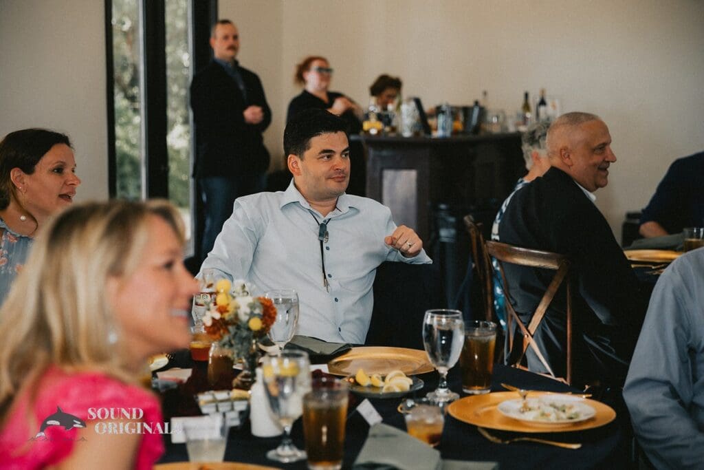 Wedding guests enjoying the speeches at Stoney Ridge Villa Wedding reception